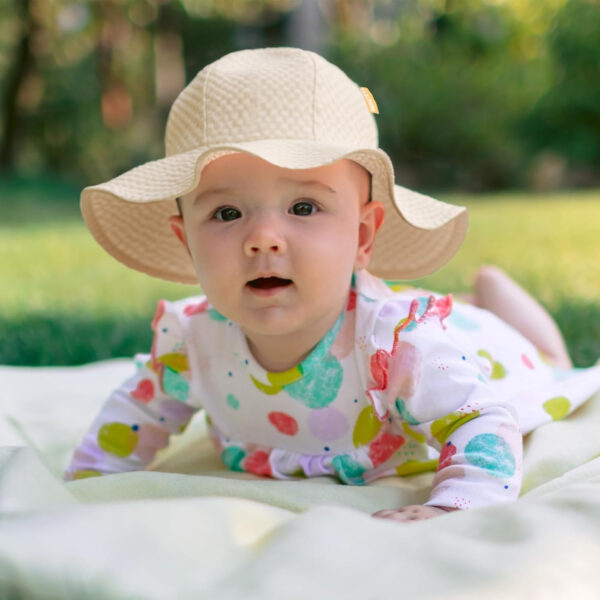HONGTEYA Baby Sun Hat Toddler Girl Beach Hat Adjustable Outdoor Summer Hat UPF 50+ Sun Protection Wide Brim Infant Kids