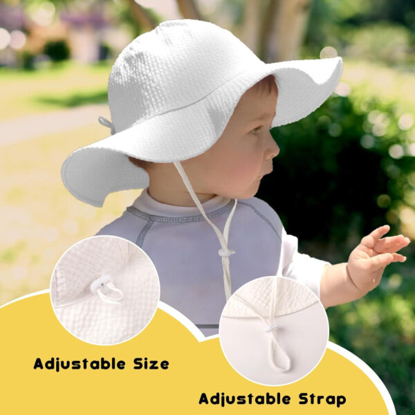 HONGTEYA Baby Sun Hat Toddler Girl Beach Hat Adjustable Outdoor Summer Hat UPF 50+ Sun Protection Wide Brim Infant Kids