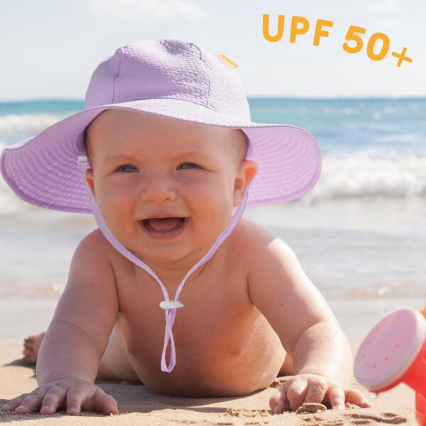 HONGTEYA Baby Sun Hat Toddler Girl Beach Hat Adjustable Outdoor Summer Hat UPF 50+ Sun Protection Wide Brim Infant Kids