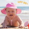HONGTEYA Baby Sun Hat Toddler Girl Beach Hat Adjustable Outdoor Summer Hat UPF 50+ Sun Protection Wide Brim Infant Kids