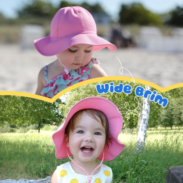 HONGTEYA Baby Sun Hat Toddler Girl Beach Hat Adjustable Outdoor Summer Hat UPF 50+ Sun Protection Wide Brim Infant Kids