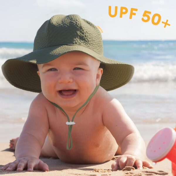 HONGTEYA Baby Sun Hat Toddler Girl Beach Hat Adjustable Outdoor Summer Hat UPF 50+ Sun Protection Wide Brim Infant Kids