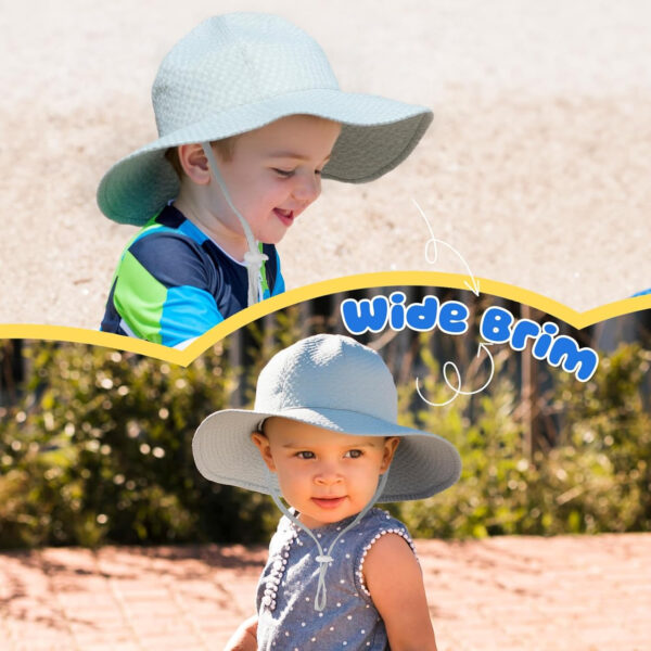 HONGTEYA Baby Sun Hat Toddler Girl Beach Hat Adjustable Outdoor Summer Hat UPF 50+ Sun Protection Wide Brim Infant Kids