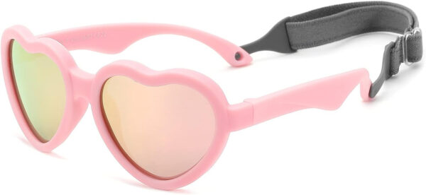 COASION Baby's First Sunglasses with Strap, Unbreakable Polarized Newborn Infant Heart Sunglasses for Ages 0-24 Months