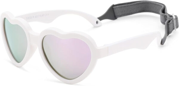COASION Baby's First Sunglasses with Strap, Unbreakable Polarized Newborn Infant Heart Sunglasses for Ages 0-24 Months