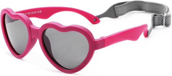 COASION Baby's First Sunglasses with Strap, Unbreakable Polarized Newborn Infant Heart Sunglasses for Ages 0-24 Months
