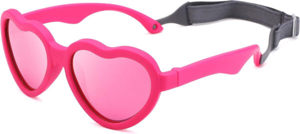 COASION Baby's First Sunglasses with Strap, Unbreakable Polarized Newborn Infant Heart Sunglasses for Ages 0-24 Months