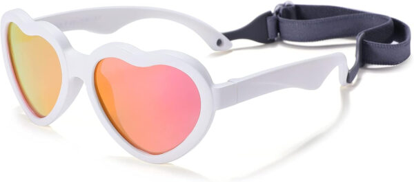 COASION Baby's First Sunglasses with Strap, Unbreakable Polarized Newborn Infant Heart Sunglasses for Ages 0-24 Months