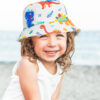 Baby Sun Hat UPF 50+ Sun Protective Toddler Bucket Hat, Wide Brim Beach Bucket Cap with Dinosaur Sport Sunglasses