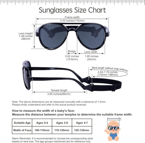 688c3e71d9579349bd5fb8066efe0c4cd2f83839f1ffcc37e5330.jpg COCOSAND Baby Boys Girls Aviator Sunglasses with Strap Polarized Flexible Retro Pilot for Infants Toddler Age 0-24 Months