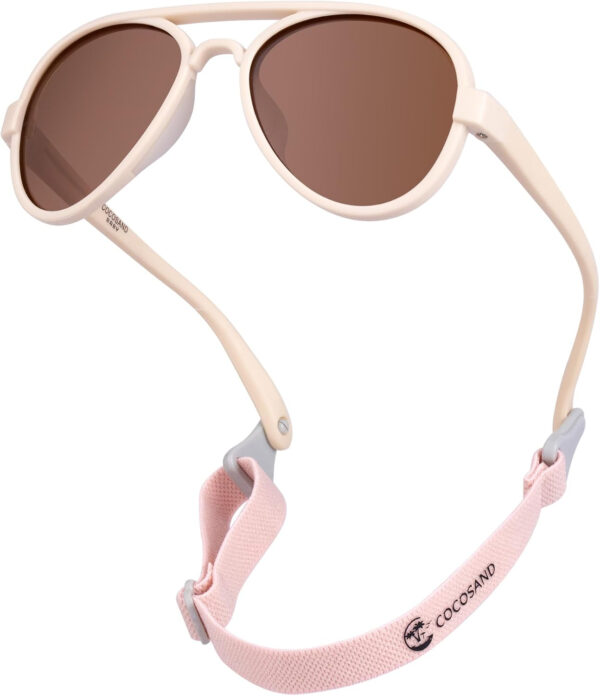 688c3e8b8e2d931e2590876b711e396a8c66ca86985481bf742a3.jpg COCOSAND Baby Boys Girls Aviator Sunglasses with Strap Polarized Flexible Retro Pilot for Infants Toddler Age 0-24 Months
