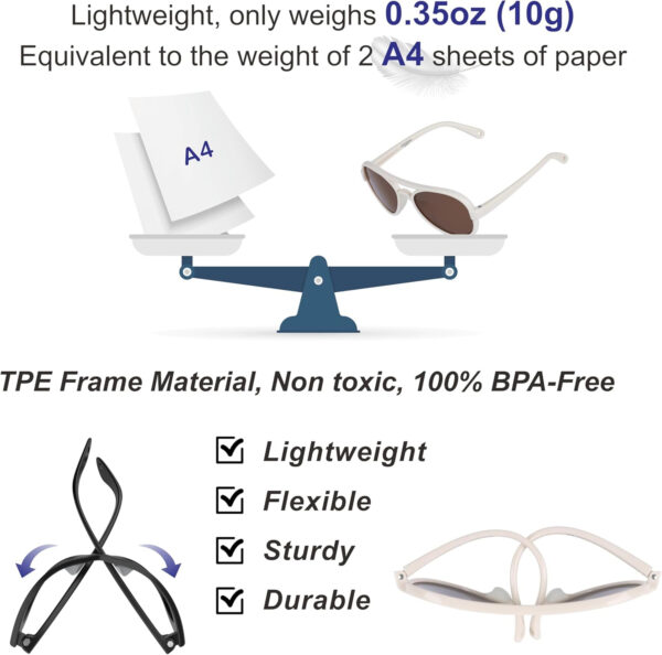 688c3e8d6c6aa558b68d20ade0e03a68077e55d55a2f55ca550f6.jpg COCOSAND Baby Boys Girls Aviator Sunglasses with Strap Polarized Flexible Retro Pilot for Infants Toddler Age 0-24 Months