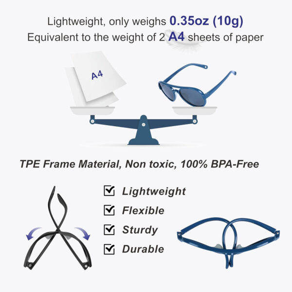 688c3e9158922a28aeb673a03d778339e8576fd5a00a5497f4e88.jpg COCOSAND Baby Boys Girls Aviator Sunglasses with Strap Polarized Flexible Retro Pilot for Infants Toddler Age 0-24 Months