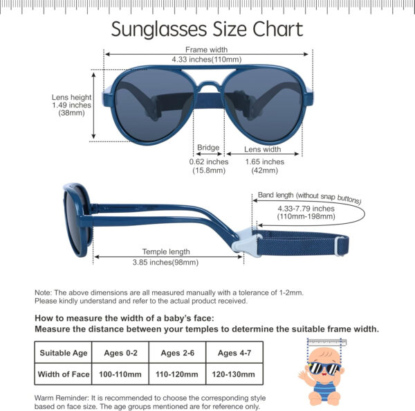 688c3e9370df29d1b38257f3fe8be2ed6b90213be2a17d16915ed.jpg COCOSAND Baby Boys Girls Aviator Sunglasses with Strap Polarized Flexible Retro Pilot for Infants Toddler Age 0-24 Months