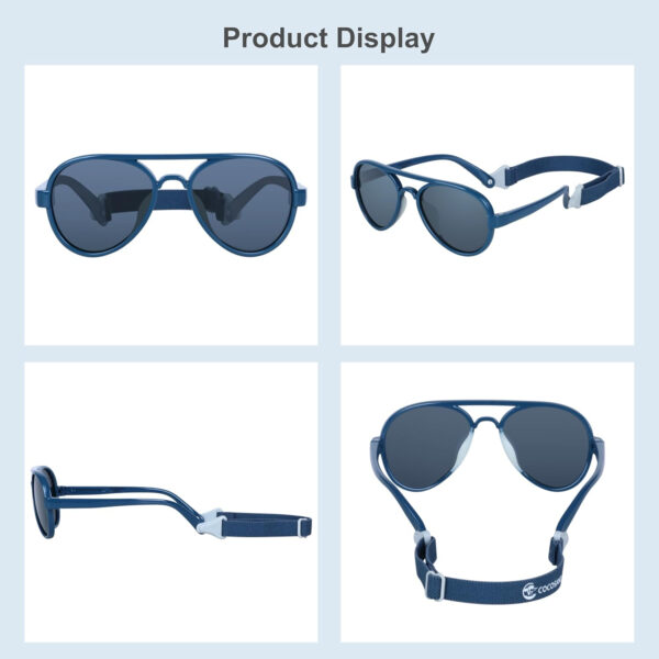 688c3e94cbe22446f05ab74a94bea654b36ca2e2b5214ec84d8d0.jpg COCOSAND Baby Boys Girls Aviator Sunglasses with Strap Polarized Flexible Retro Pilot for Infants Toddler Age 0-24 Months