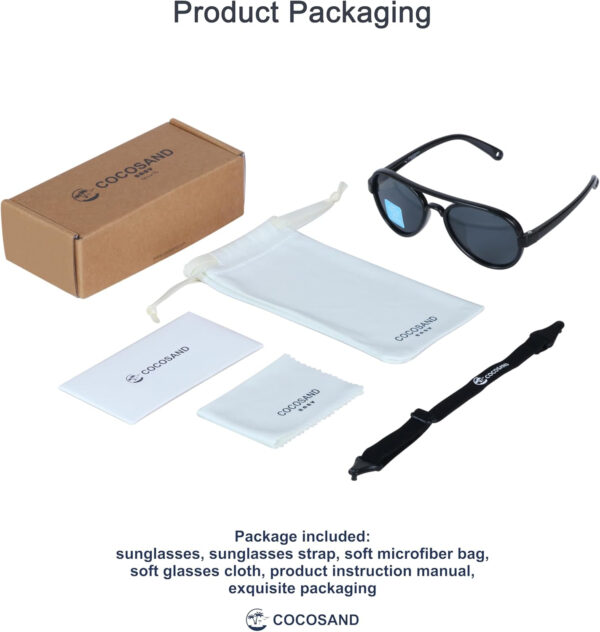 688c3e9807bea94c44e5816bd24f69775a3995ac307ef890bb0ae.jpg COCOSAND Baby Boys Girls Aviator Sunglasses with Strap Polarized Flexible Retro Pilot for Infants Toddler Age 0-24 Months
