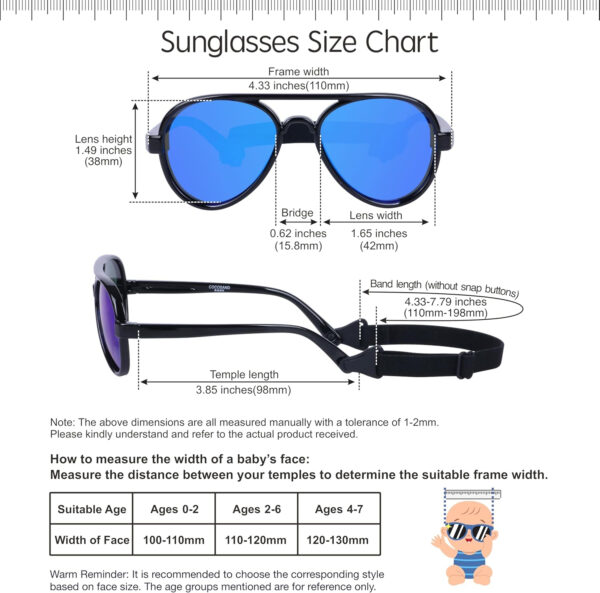 688c3ea19d0009d49f441b08b5c4b6168e0b32a8d335b6a9a0a96.jpg COCOSAND Baby Boys Girls Aviator Sunglasses with Strap Polarized Flexible Retro Pilot for Infants Toddler Age 0-24 Months