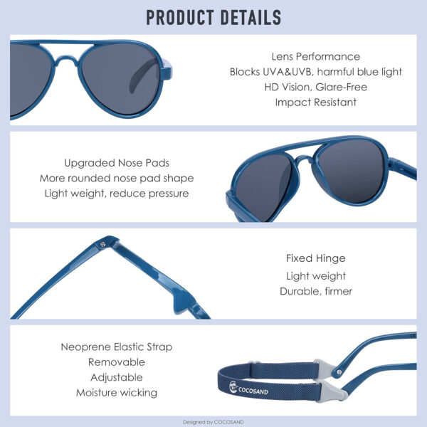 688c3ea753c5781e29ec9a4328ce817f8ac84e86022c5d46c7325.jpg COCOSAND Baby Boys Girls Aviator Sunglasses with Strap Polarized Flexible Retro Pilot for Infants Toddler Age 0-24 Months