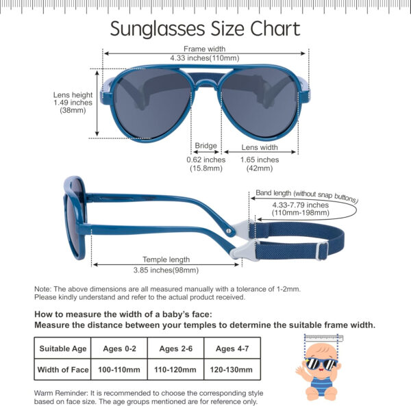 688c3eabb7f87f9caac514aba676d46431b841192fb9cf4c8d564.jpg COCOSAND Baby Boys Girls Aviator Sunglasses with Strap Polarized Flexible Retro Pilot for Infants Toddler Age 0-24 Months