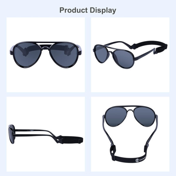 688c3eb4eb0d0e7f591e9a4402600bfeaed5813de9d373377c800.jpg COCOSAND Baby Boys Girls Aviator Sunglasses with Strap Polarized Flexible Retro Pilot for Infants Toddler Age 0-24 Months