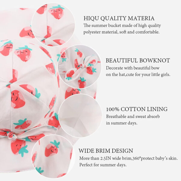 Bow Baby Girls Bucket Hat Infant Toddler Summer Cap Sun Protect Kids Hat for Girls