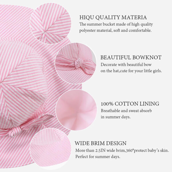 Bow Baby Girls Bucket Hat Infant Toddler Summer Cap Sun Protect Kids Hat for Girls