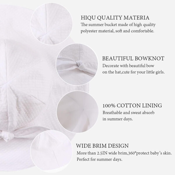 Bow Baby Girls Bucket Hat Infant Toddler Summer Cap Sun Protect Kids Hat for Girls