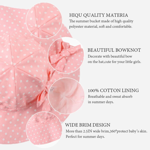 Bow Baby Girls Bucket Hat Infant Toddler Summer Cap Sun Protect Kids Hat for Girls
