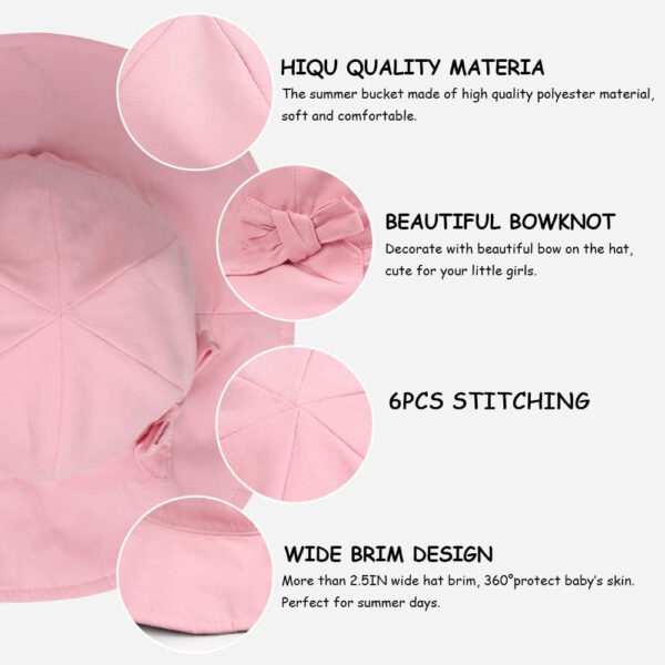 Bow Baby Girls Bucket Hat Infant Toddler Summer Cap Sun Protect Kids Hat for Girls