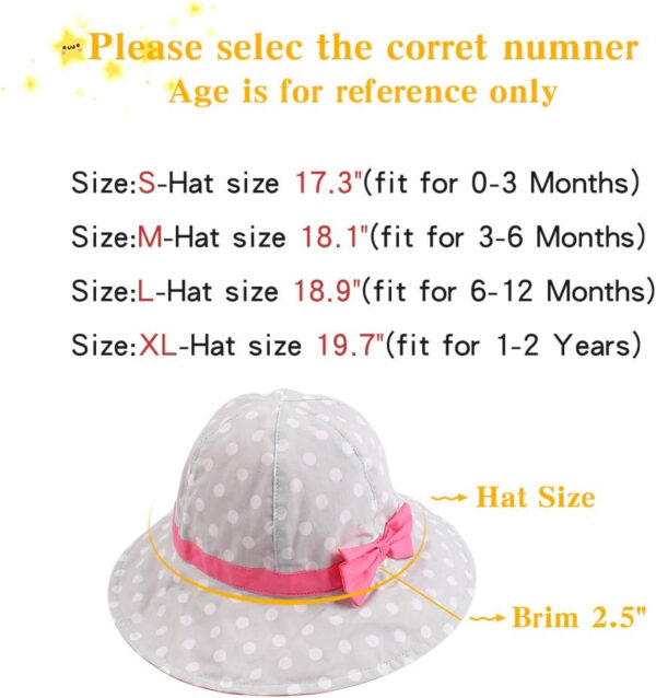 Bow Baby Girls Bucket Hat Infant Toddler Summer Cap Sun Protect Kids Hat for Girls