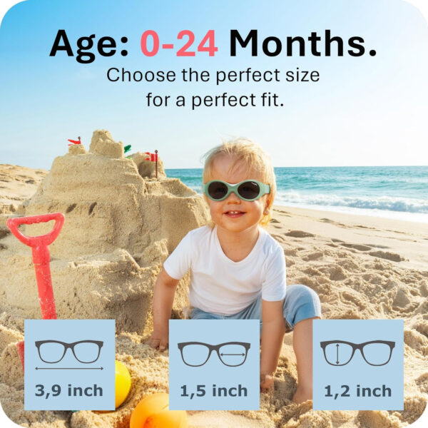 Mausito BABY sunglasses 0-24 months | Flexible BPA-Free infant sunglasses with adjustable strap | 100% UV Protection Sunnies