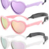 COASION Baby's First Sunglasses with Strap, 3 Pack Unbreakable Polarized Newborn Infant Heart Sunglasses for Ages 0-24 Months