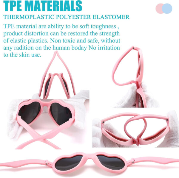 COASION Baby's First Sunglasses with Strap, 3 Pack Unbreakable Polarized Newborn Infant Heart Sunglasses for Ages 0-24 Months