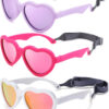 COASION Baby's First Sunglasses with Strap, 3 Pack Unbreakable Polarized Newborn Infant Heart Sunglasses for Ages 0-24 Months