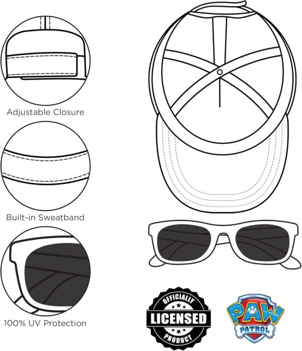 ABG Boys Toddler Hat for Ages 2-4 - Paw Patrol, Thomas, Baby Shark, Mickey Mouse or Batman Kids Baseball Cap and Sunglasses