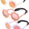 COASION 3 Pack Bendable Polarized Sunglasses with Strap for Newborn Baby Girls Boys 0-12 Months, Flower Design