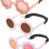 COASION 3 Pack Bendable Polarized Sunglasses with Strap for Newborn Baby Girls Boys 0-12 Months, Flower Design