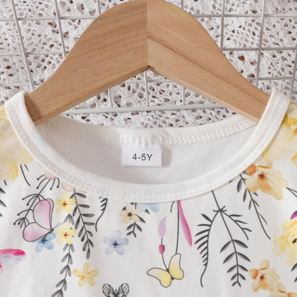 Toddler Kid Girl Clothes Casual Ruffle Sleeve Floral Printed Top Solid Pants with Belt 3PC Outfit Set