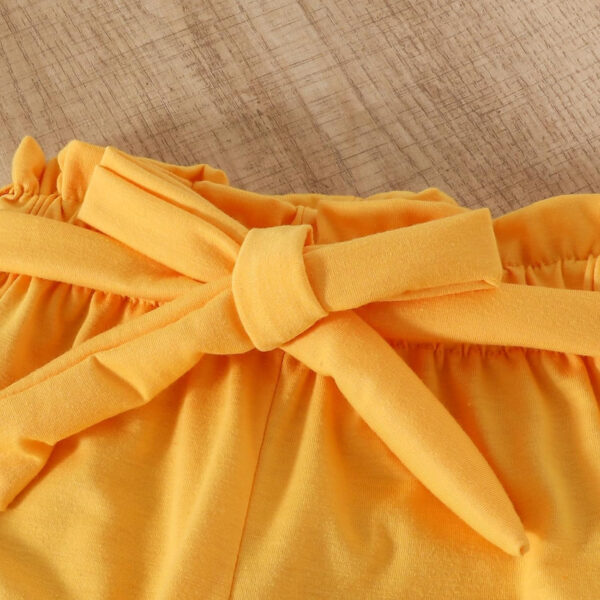 Toddler Kid Girl Clothes Casual Ruffle Sleeve Floral Printed Top Solid Pants with Belt 3PC Outfit Set