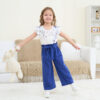 Toddler Kid Girl Clothes Casual Ruffle Sleeve Floral Printed Top Solid Pants with Belt 3PC Outfit Set