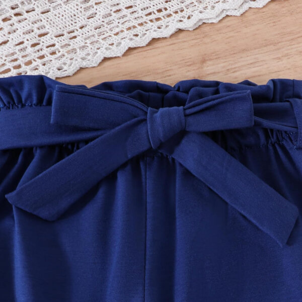 Toddler Kid Girl Clothes Casual Ruffle Sleeve Floral Printed Top Solid Pants with Belt 3PC Outfit Set