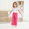 Toddler Kid Girl Clothes Casual Ruffle Sleeve Floral Printed Top Solid Pants with Belt 3PC Outfit Set
