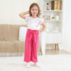 Toddler Kid Girl Clothes Casual Ruffle Sleeve Floral Printed Top Solid Pants with Belt 3PC Outfit Set