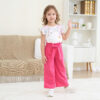 Toddler Kid Girl Clothes Casual Ruffle Sleeve Floral Printed Top Solid Pants with Belt 3PC Outfit Set