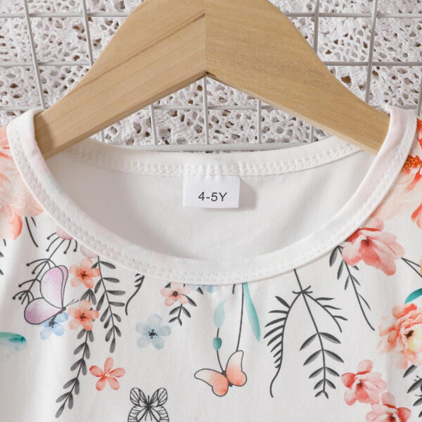 Toddler Kid Girl Clothes Casual Ruffle Sleeve Floral Printed Top Solid Pants with Belt 3PC Outfit Set