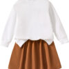 Toddler Girl Spring Fall Clothes - Fashion Letter Pattern Sweatshirt & Pleated Skirt - 2 Piece Cute Girls Suit