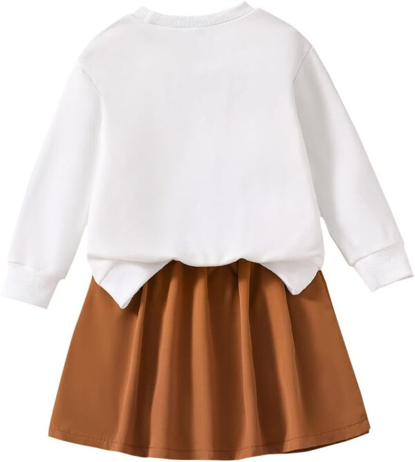 Toddler Girl Spring Fall Clothes - Fashion Letter Pattern Sweatshirt & Pleated Skirt - 2 Piece Cute Girls Suit