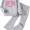 Toddler Girl Clothes - Letter Print Sweatshirt & Flare Pants - Toddler Girl Fall Outfits Size 3T 4T 5T 6T 7T