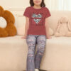 688c455a81d070c20b17a865610ad465ede535cce18c9639f5d64.jpg Kid Toddler Girl Summer Clothes Leopard & Heart Print Short Sleeve T-Shirt + Flared Leg Pants Outfits (Not Jeans)