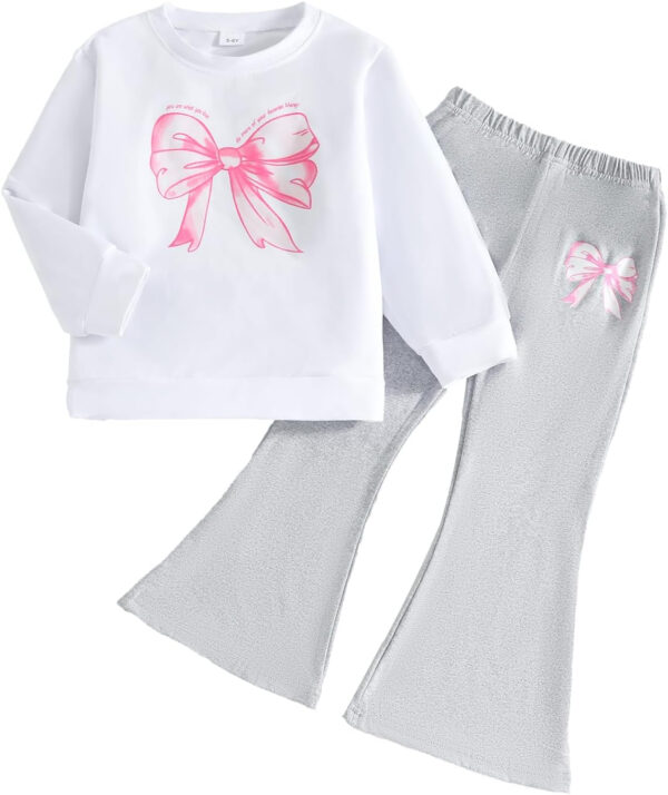 688c45615e35db98129dfd5339f6a65f7d476ee41d60a18106f71.jpg Kid Toddler Girl Summer Clothes Leopard & Heart Print Short Sleeve T-Shirt + Flared Leg Pants Outfits (Not Jeans)